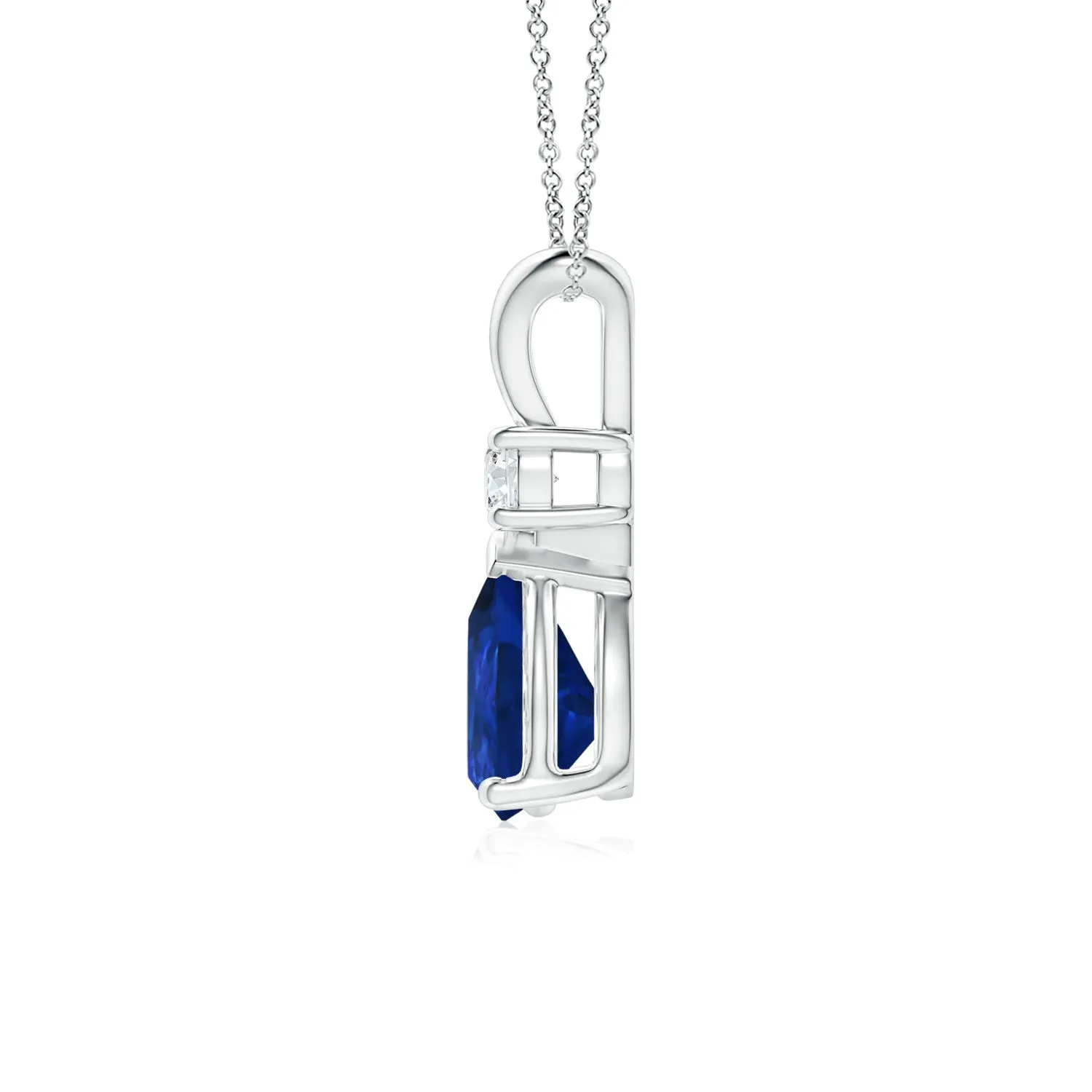 1 CT. Lab-Grown Sapphire Pear Shape Pendant with Diamond