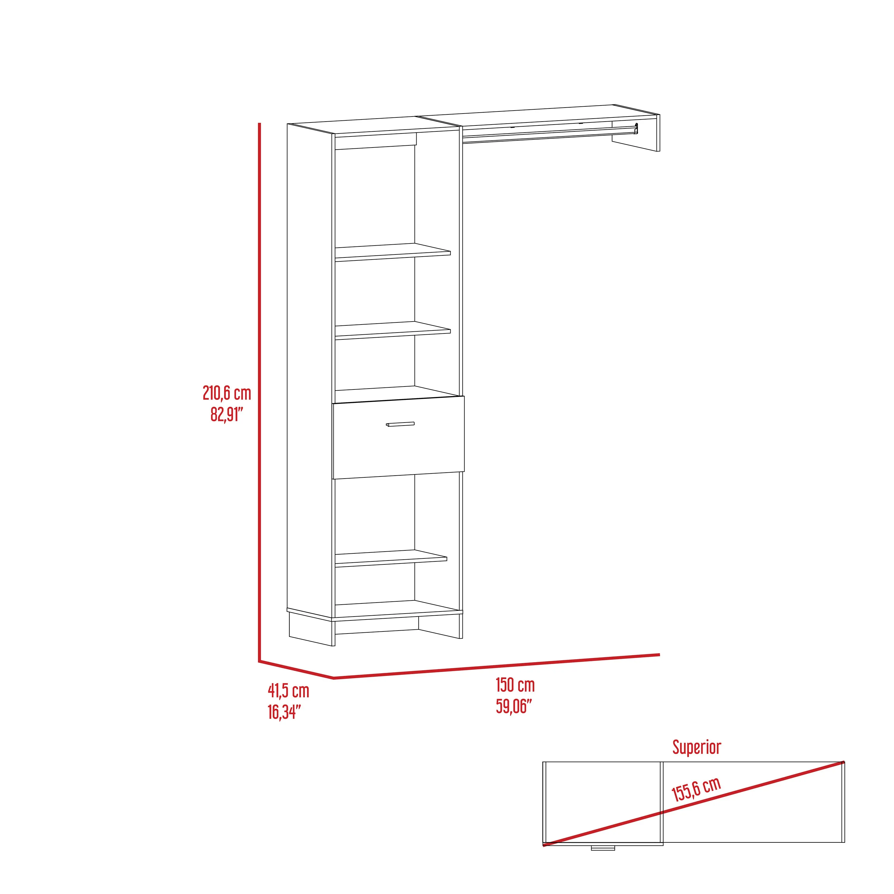 150 Closet System British | White