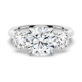 2 CT. Knife-Edge Three Stone Round Moissanite Engagement Ring