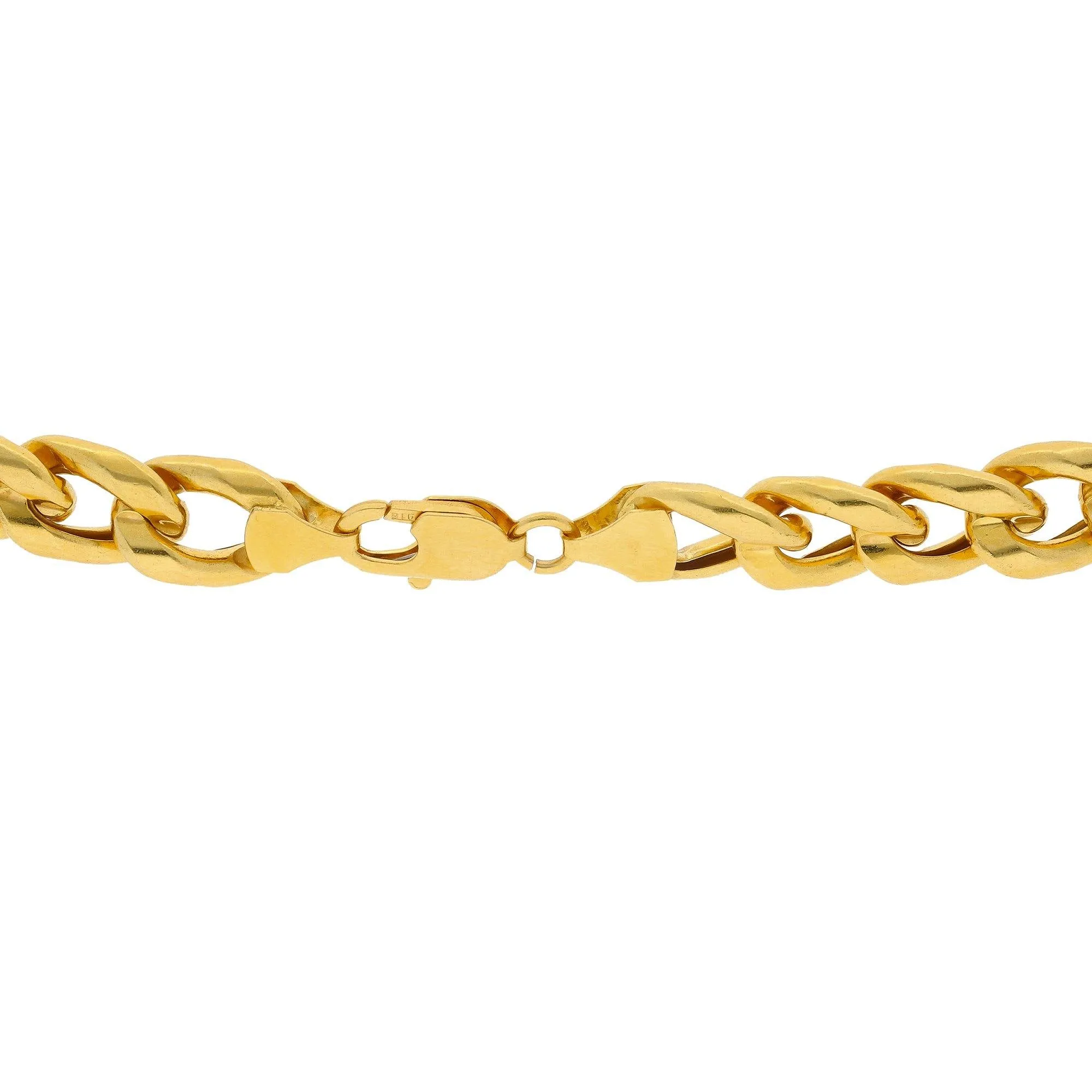 22K Yellow Gold Men's Cuban Link Chain W/ Satin Finish, 99.7 Grams