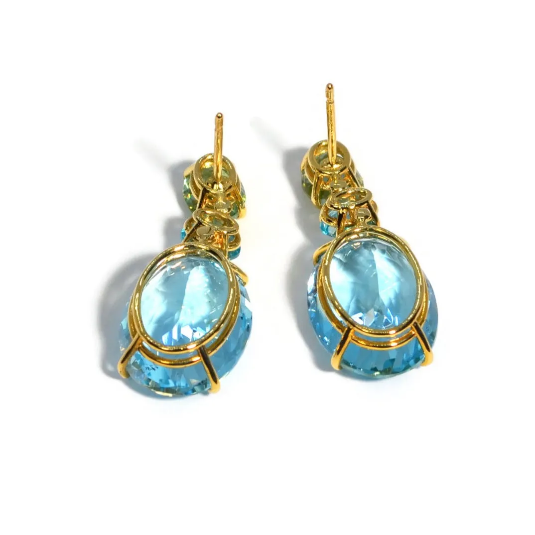 A & Furst - Party - Drop Earrings with Prasiolite, Apatite and Blue Topaz, 18k Yellow Gold