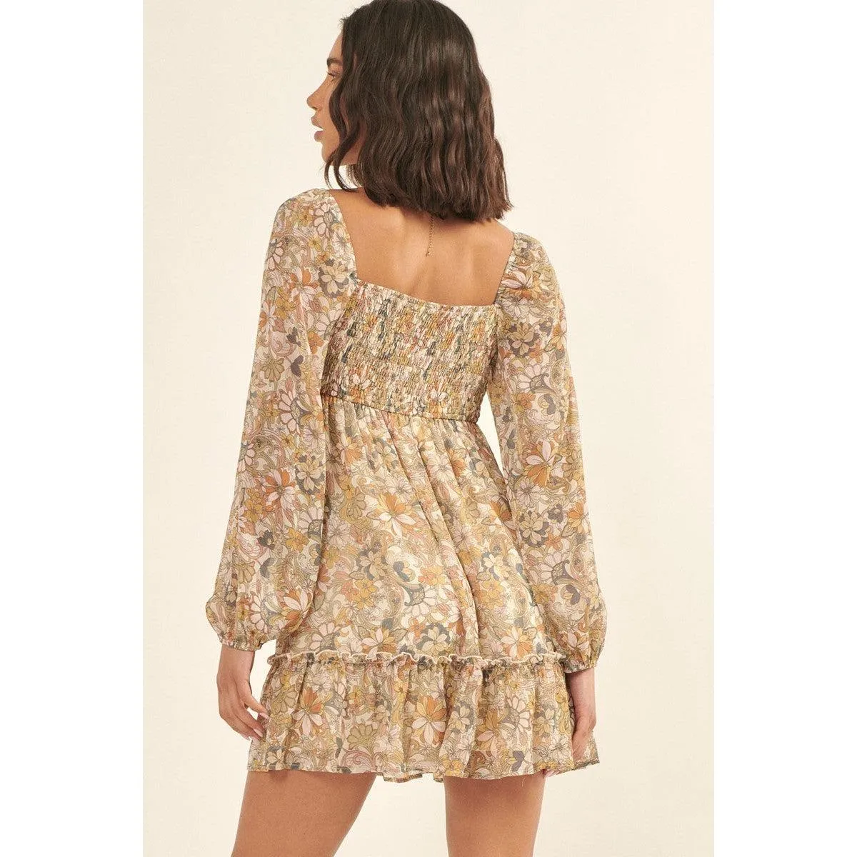 A Floral Print, Woven Mini Dress