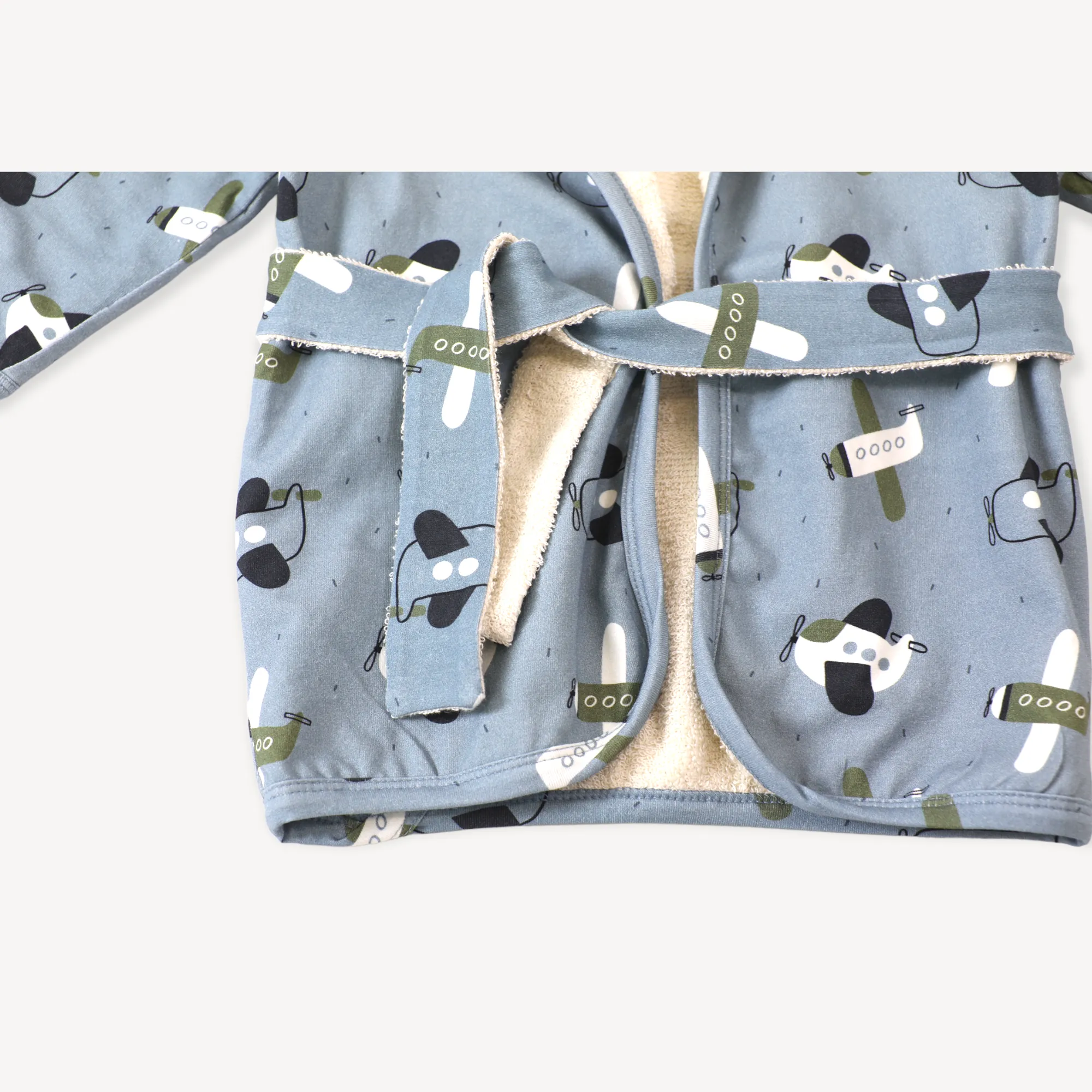 Airplanes Baby Hooded Bathrobe (Organic Cotton)