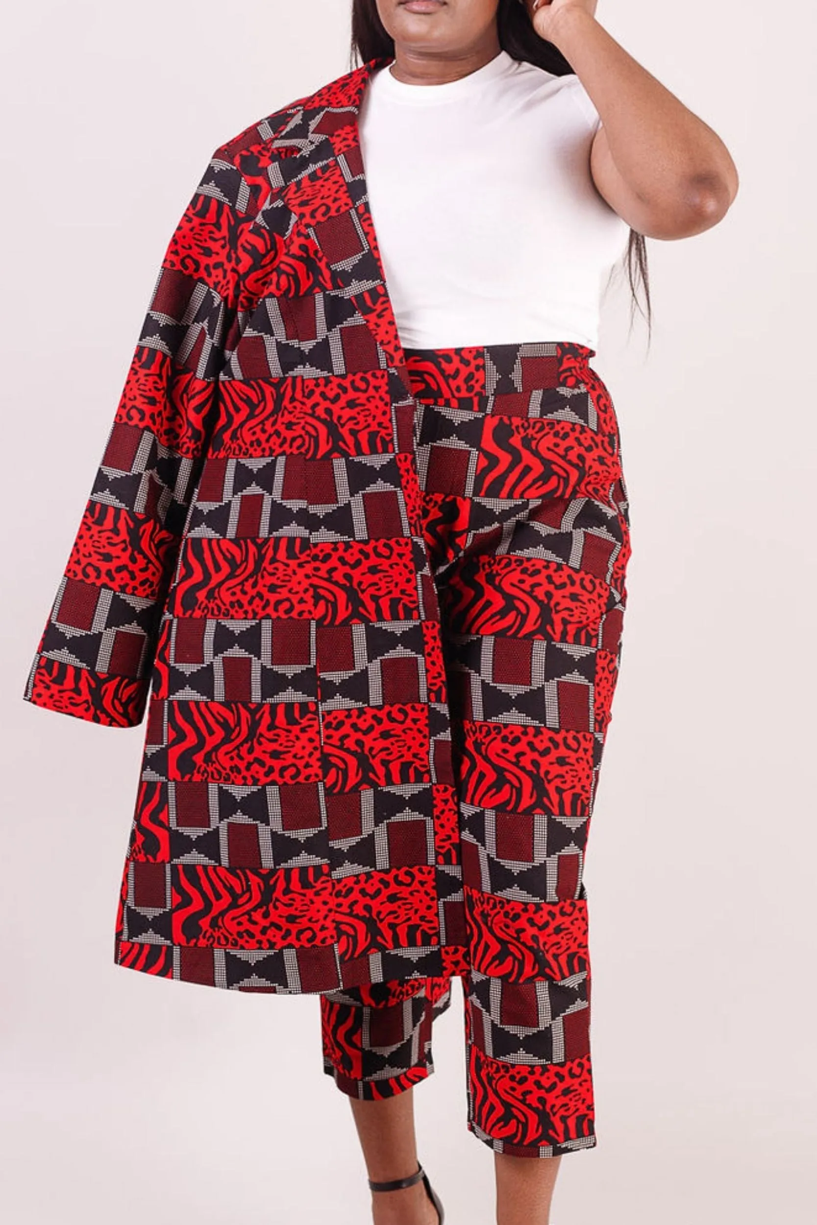 AYAJE African Print Women's Pant (Red/Black/Gray Pattern)