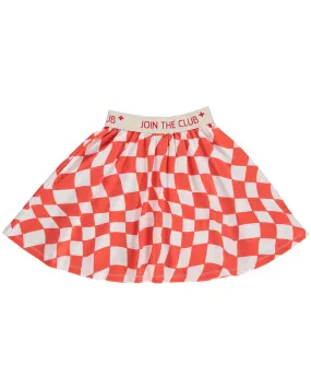 BEAU LOVES  Open Swimming Red Orange Check Circle Skirt