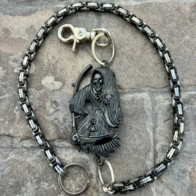 Black Grim Reaper Wallet Chain - Black & Silver Daytona Deluxe - WC16D