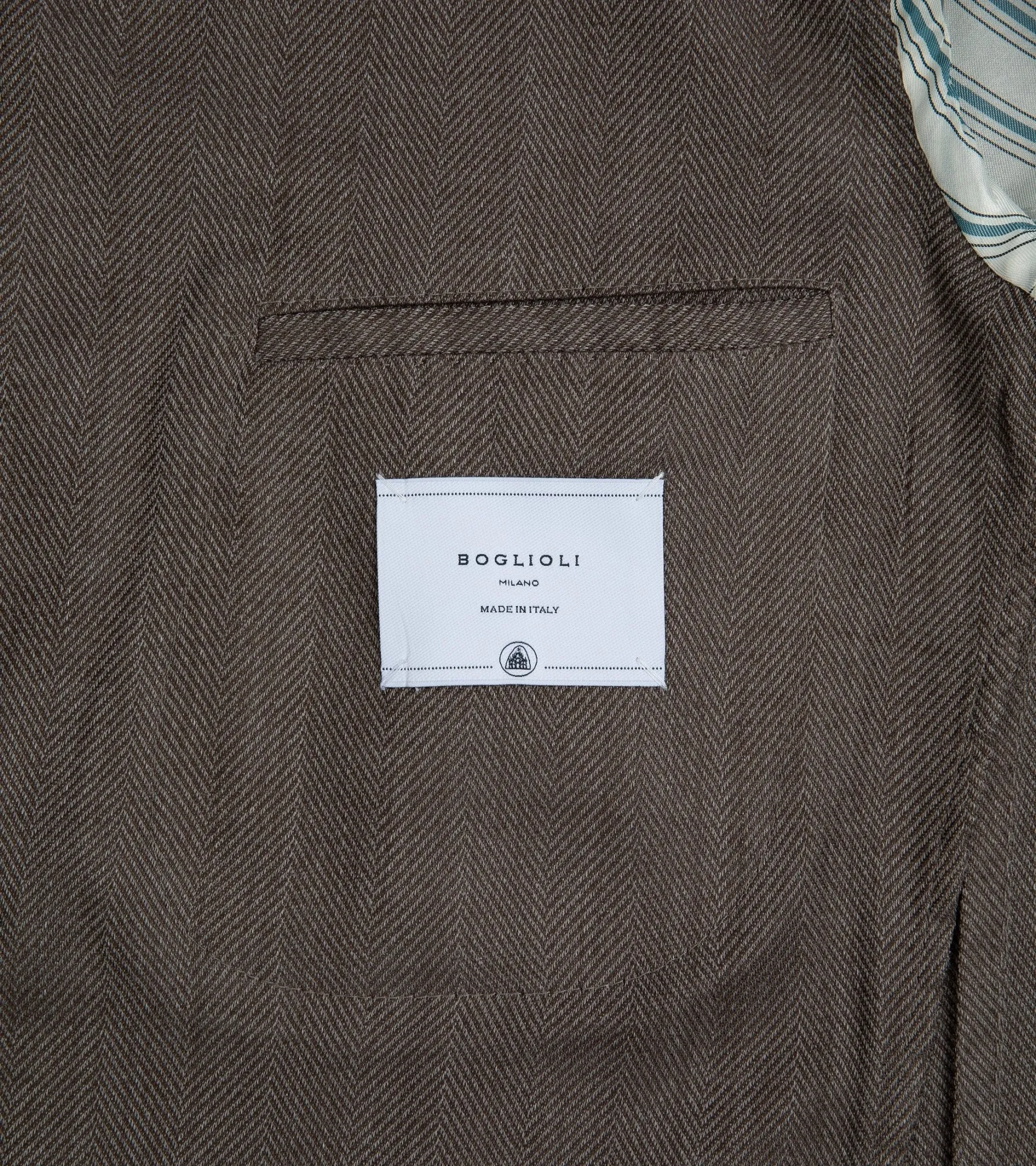 Boglioli Wool Mix Herringbone K Jacket: Walnut