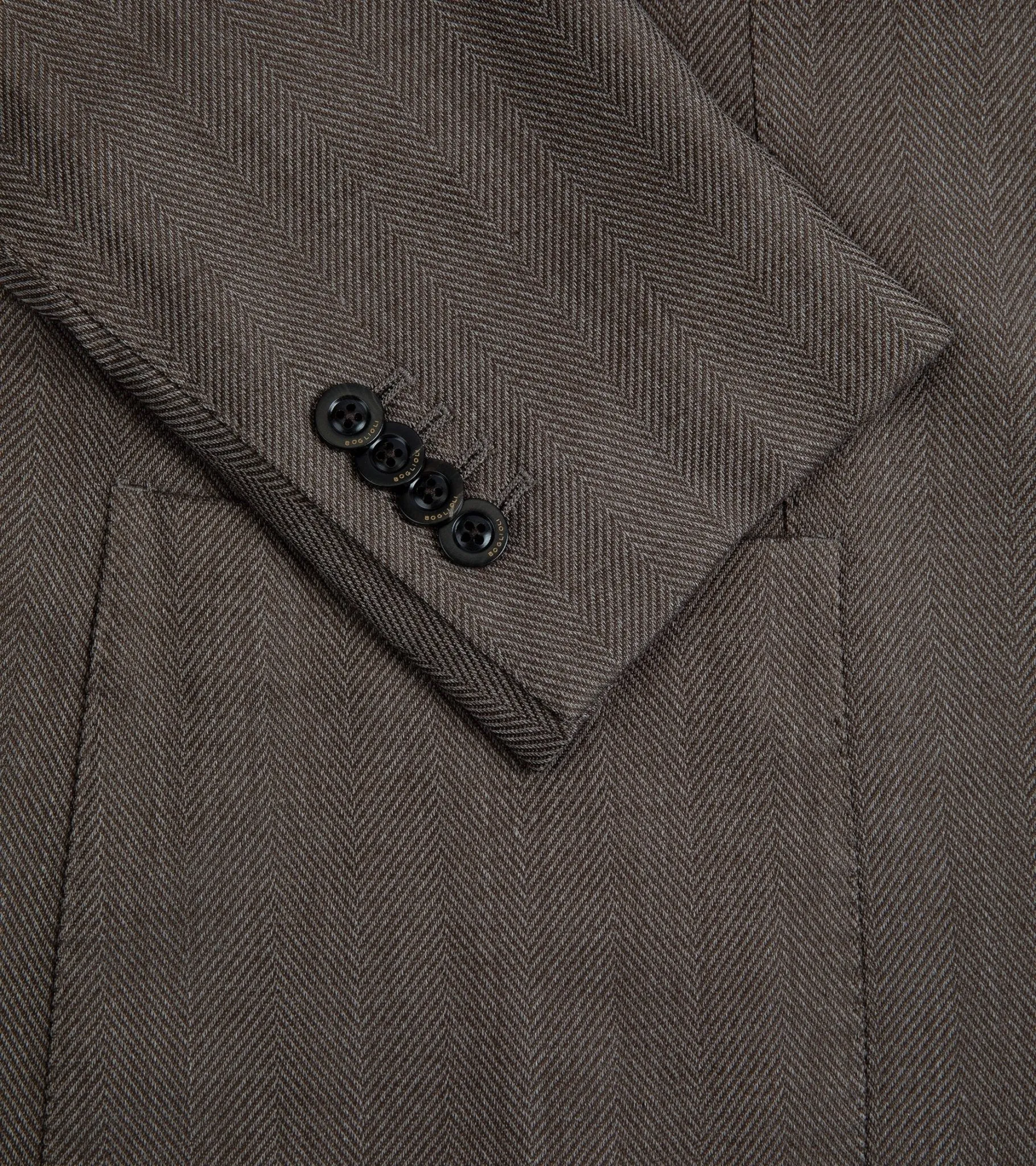 Boglioli Wool Mix Herringbone K Jacket: Walnut