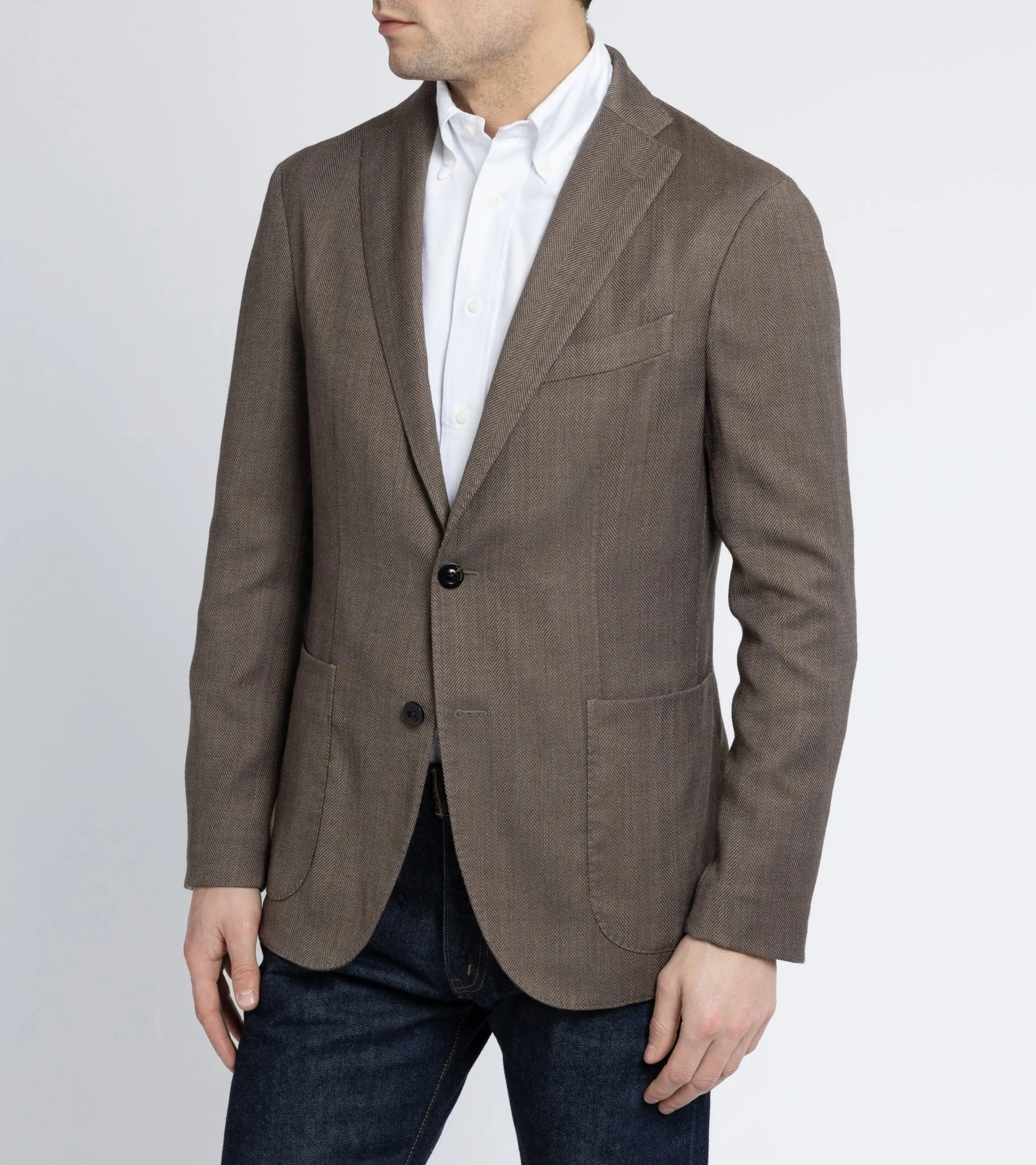 Boglioli Wool Mix Herringbone K Jacket: Walnut