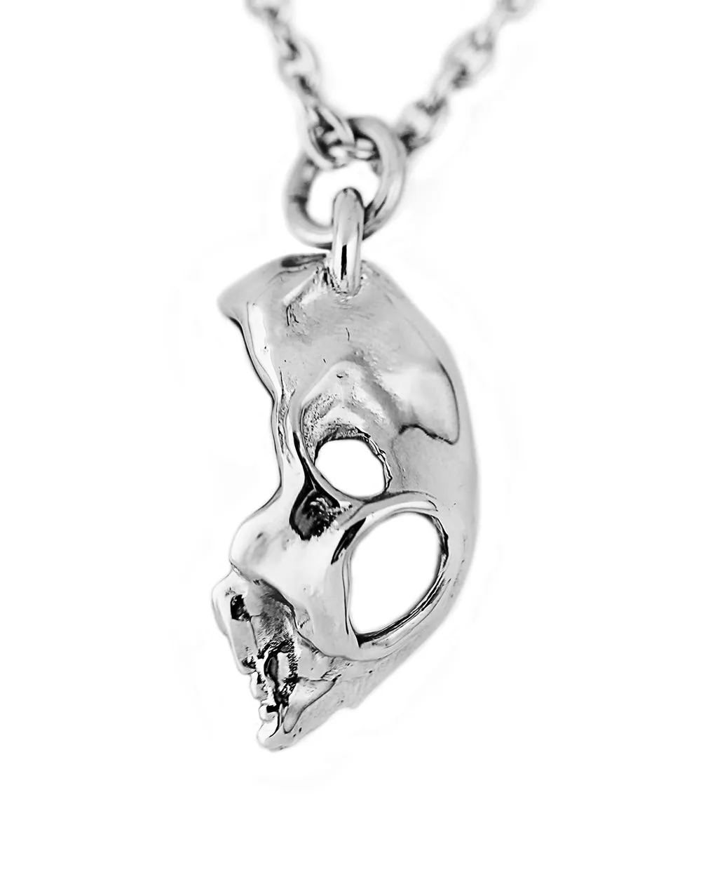 Cat Skull Necklace in Mirror Steel