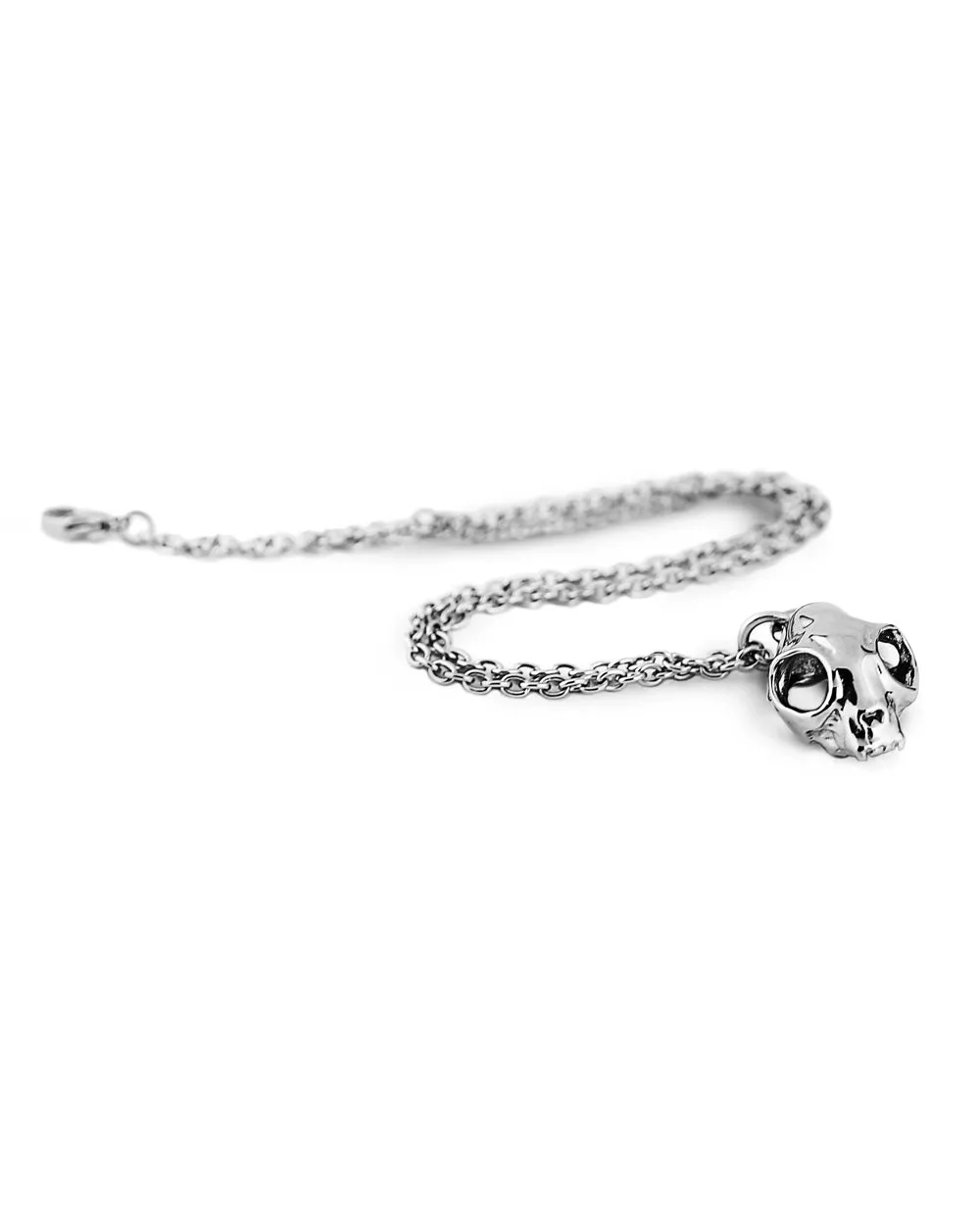 Cat Skull Necklace in Mirror Steel