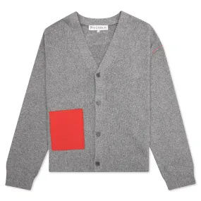 Contrast Pocket Cardigan - Grey Melange