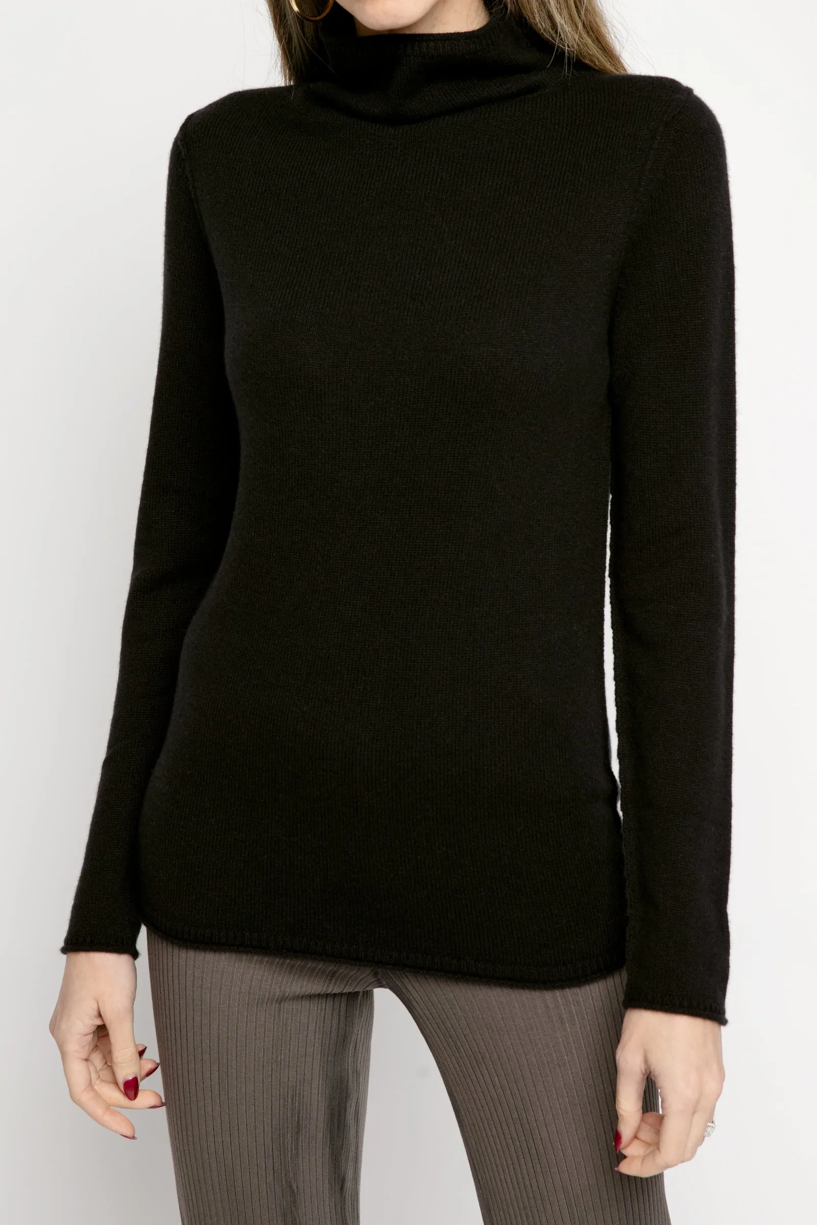 Cozy Luxe Funnel Sweater in Black