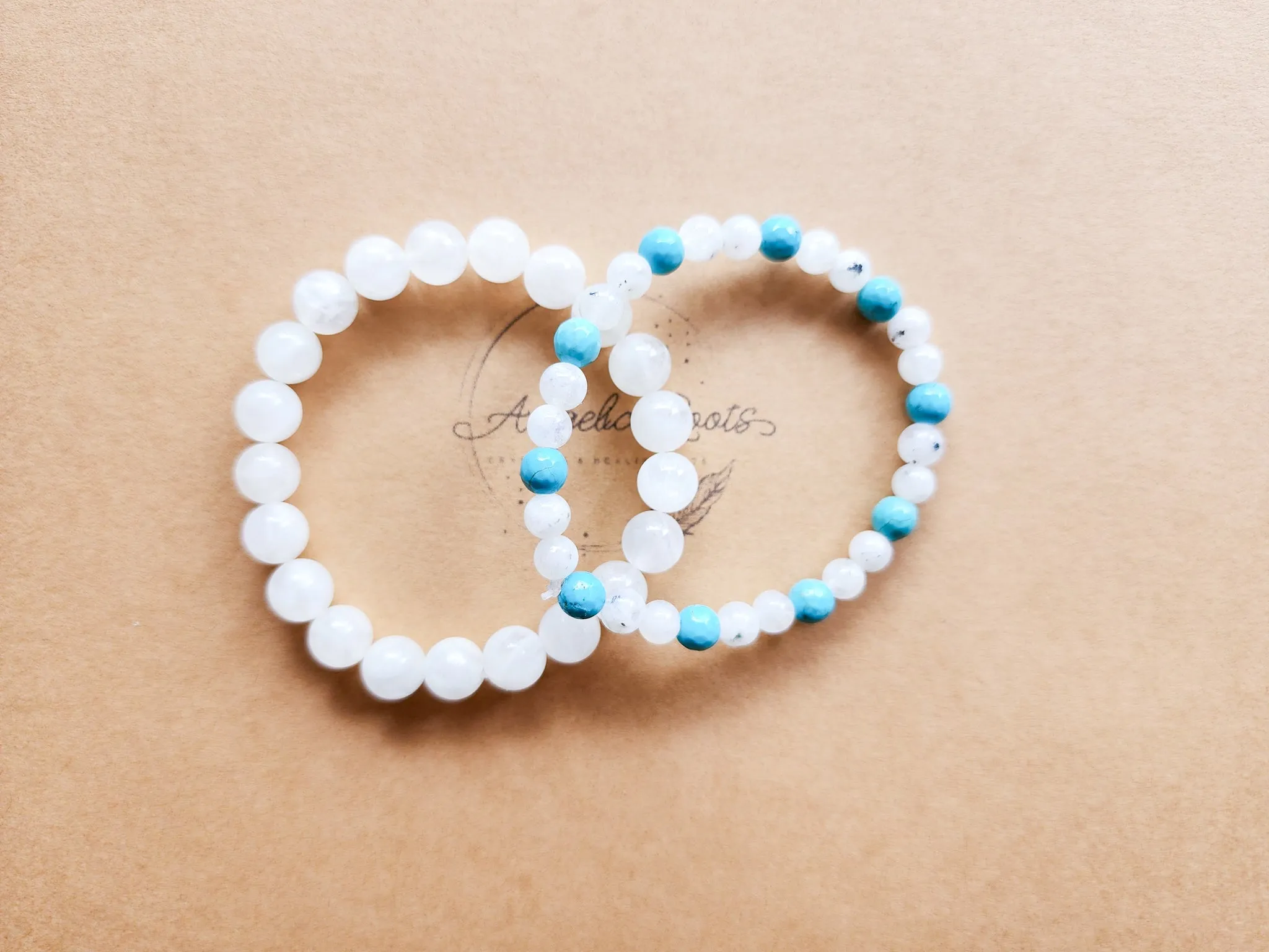 December Bracelet Stack || Turquoise & Moonstone Beaded Bracelet || Reiki Infused