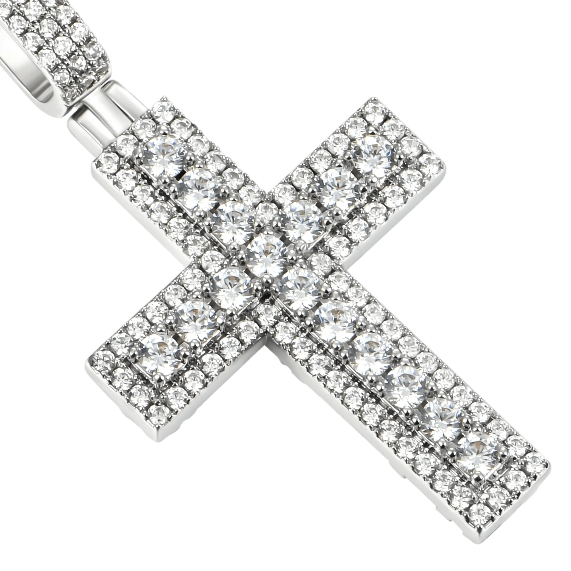 Iced Double Layered Cross Pendant