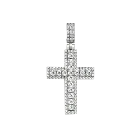 Iced Double Layered Cross Pendant