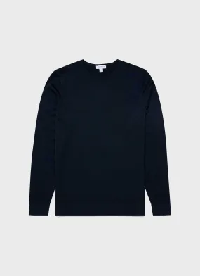 Men's Extra-Fine Merino Crew Neck in Light Navy