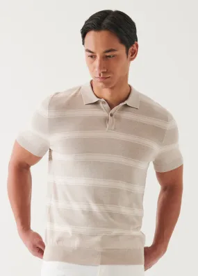 MERINO WOOL-SILK BLEND STRIPED POLO