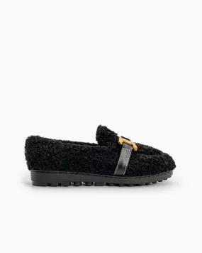 Metal Faux Lamb Wool Indoor Outdoor Loafers