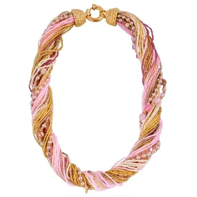 Murano Handblown Glass Bead Necklace - Soft Pink