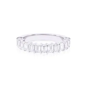 PLATINUM SHARED PRONG EMERALD-CUT DIAMOND WEDDING BAND 1.41CTW