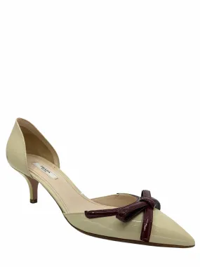 Prada Patent Leather d'Orsay Point Toe Bow Pumps Size 10 NEW