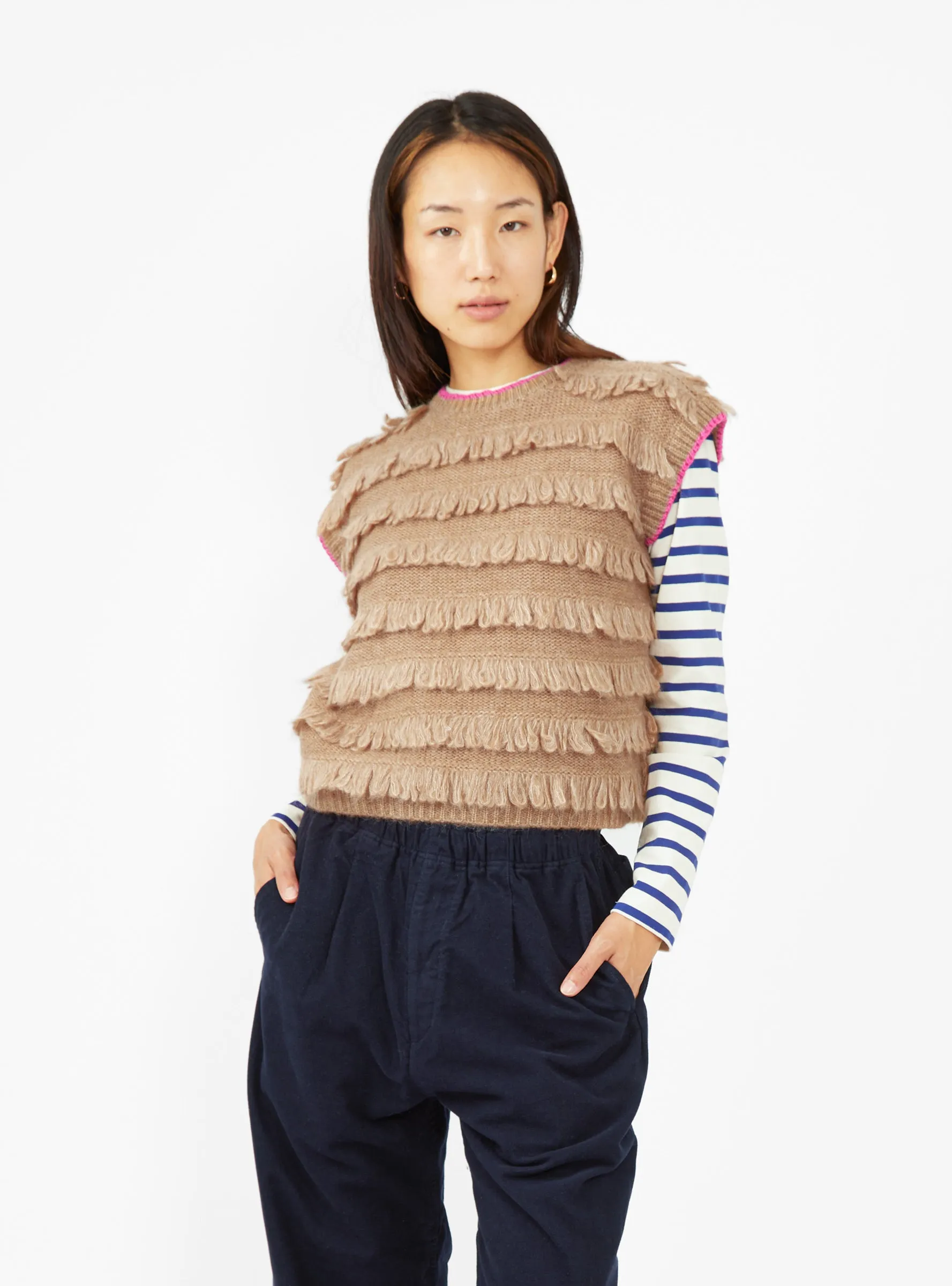 Rollo Knit Vest Fuchsia & Honey