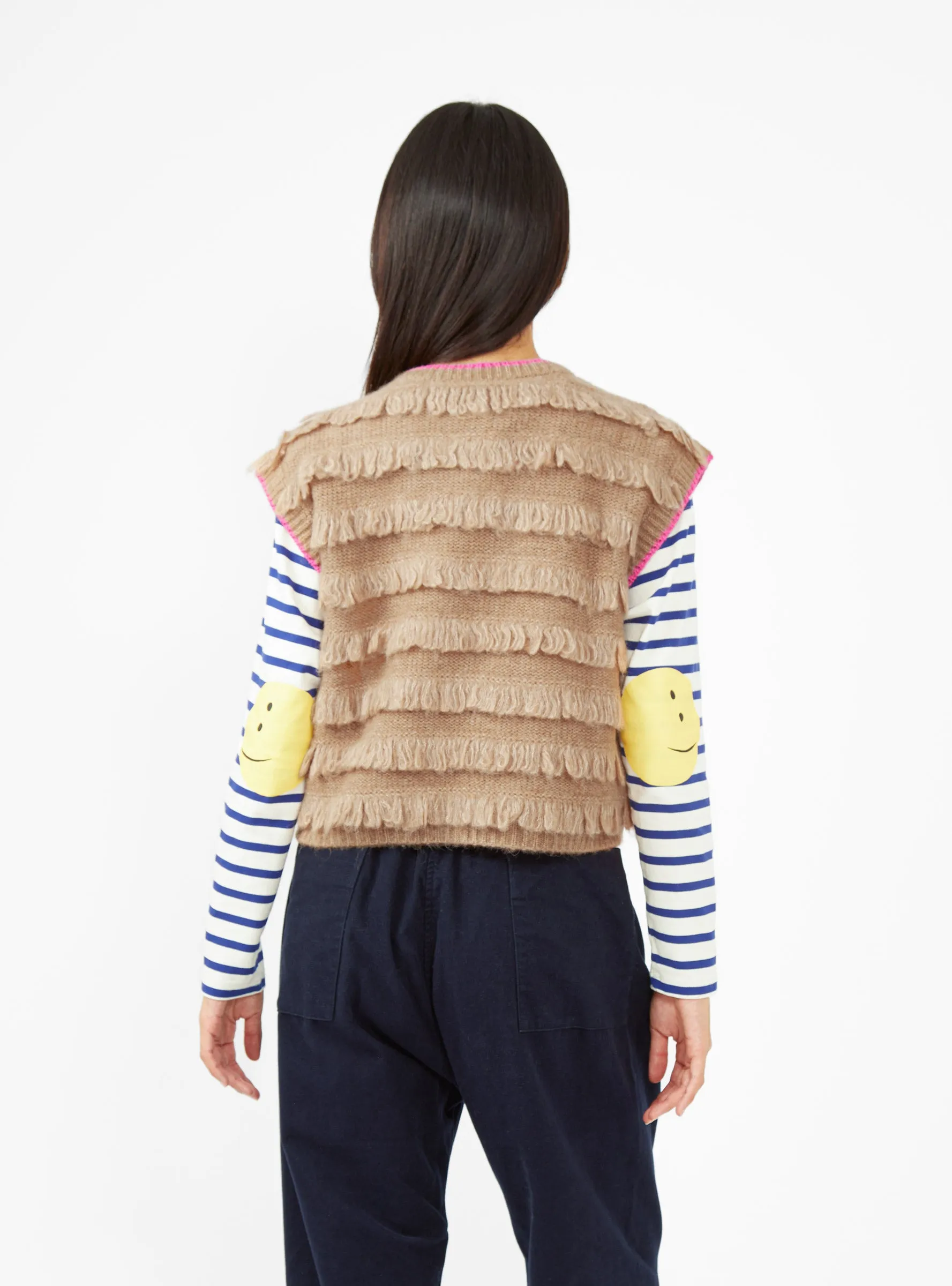 Rollo Knit Vest Fuchsia & Honey