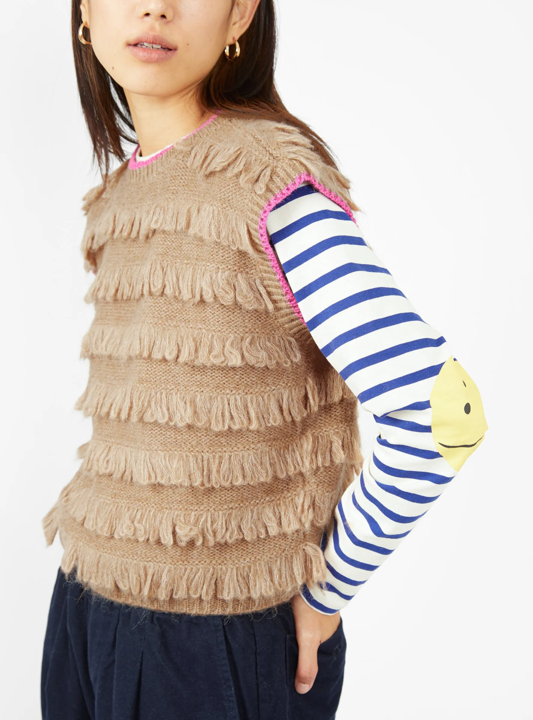 Rollo Knit Vest Fuchsia & Honey