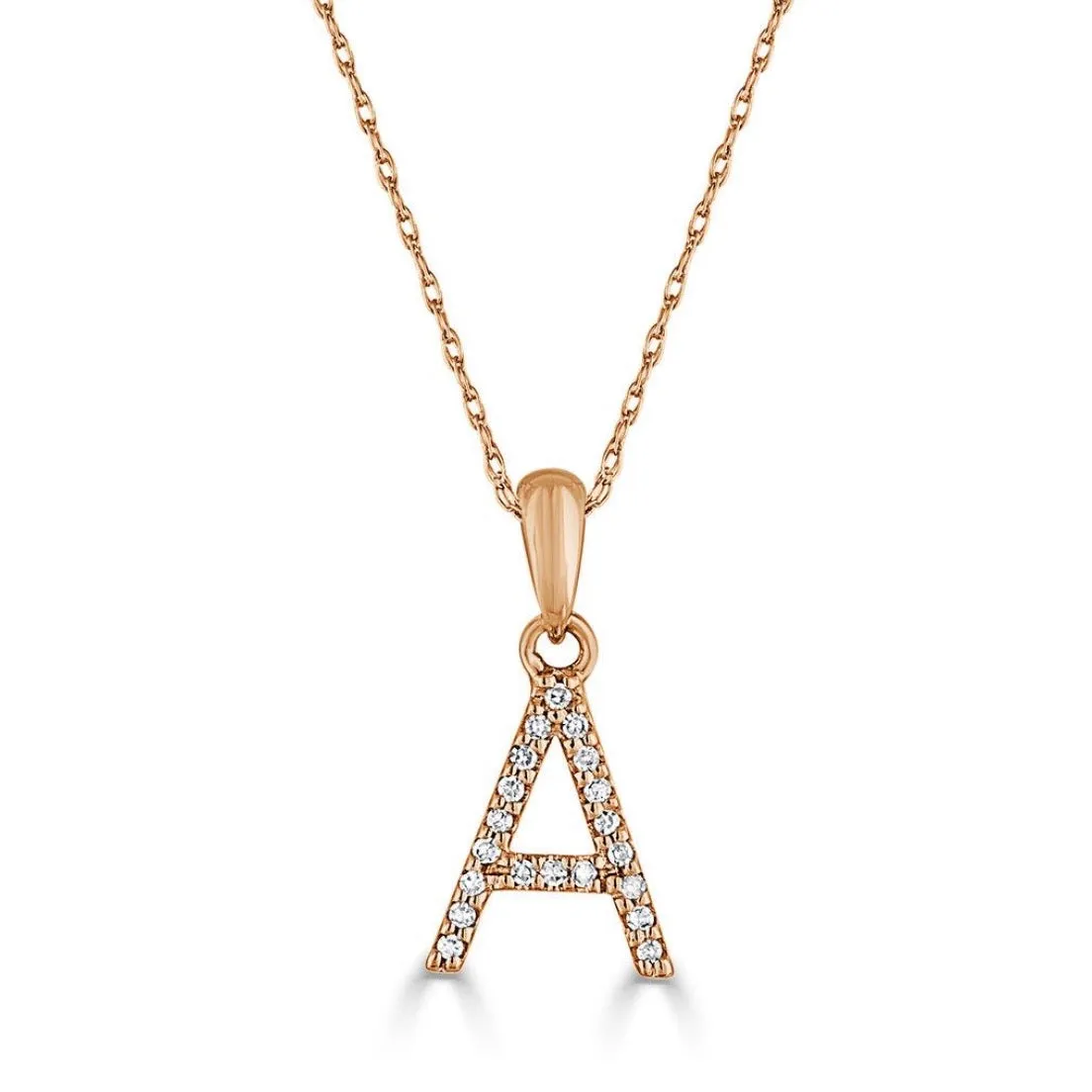 Rose Gold & Diamond “A” Pendant