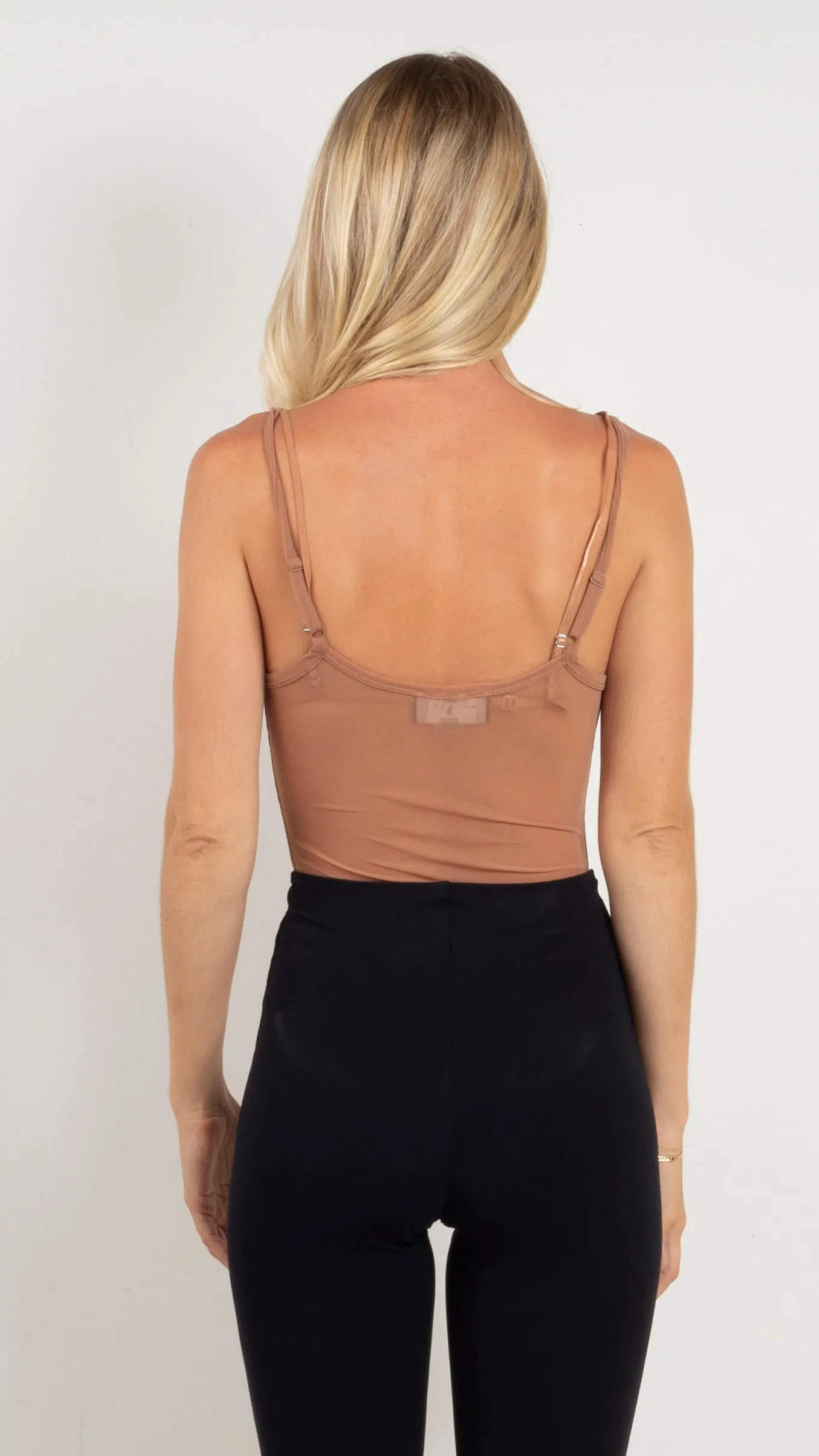 Sheer Mesh Cami Bodysuit - Nude