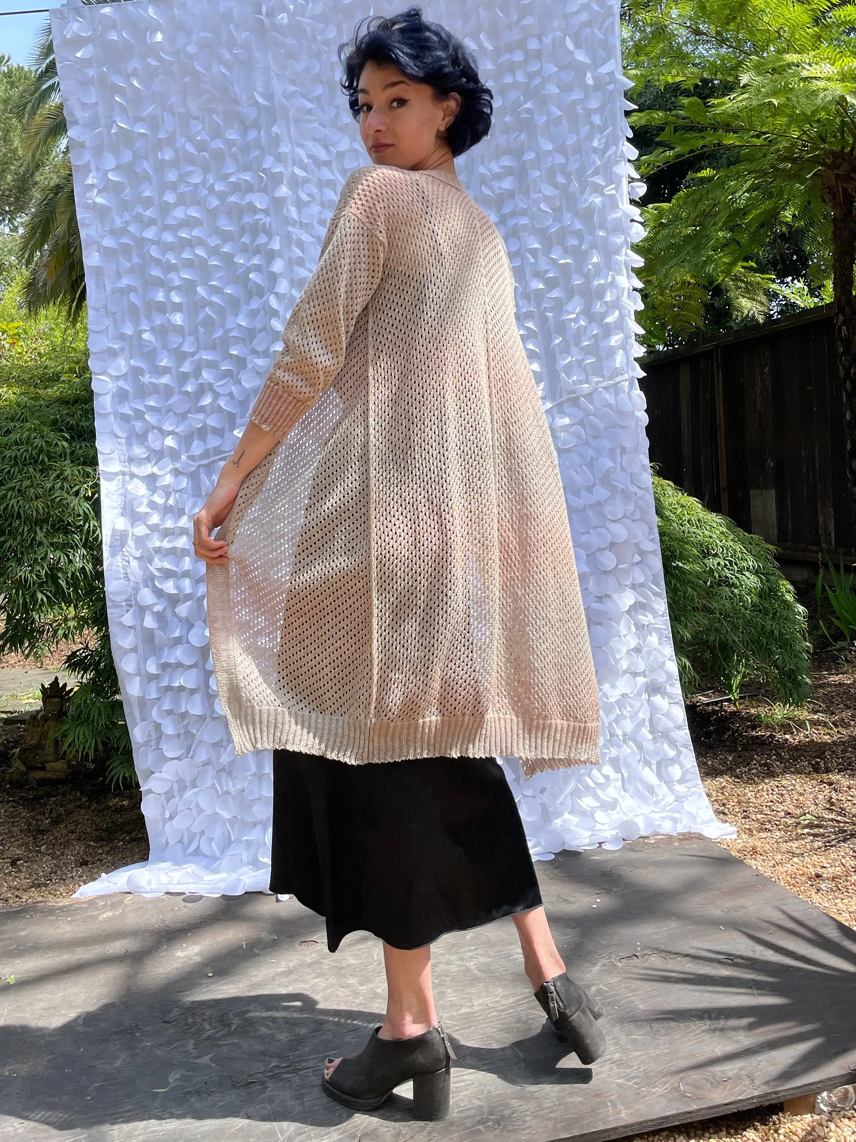 Starry Pointelle Silk Ombré Duster