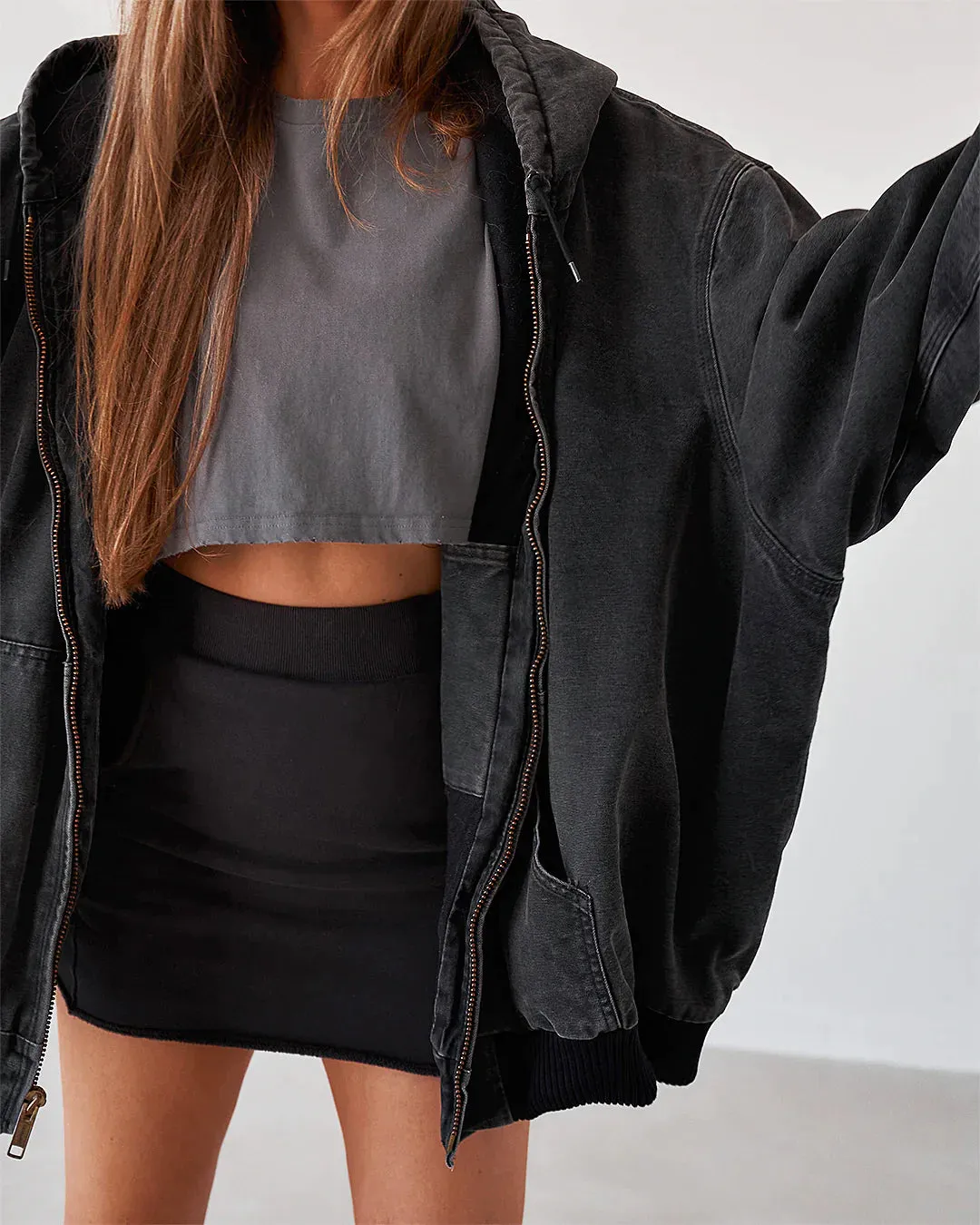 Sweat Mini Skirt - Charcoal