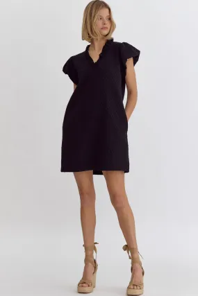 Textured Mini Dress - Black