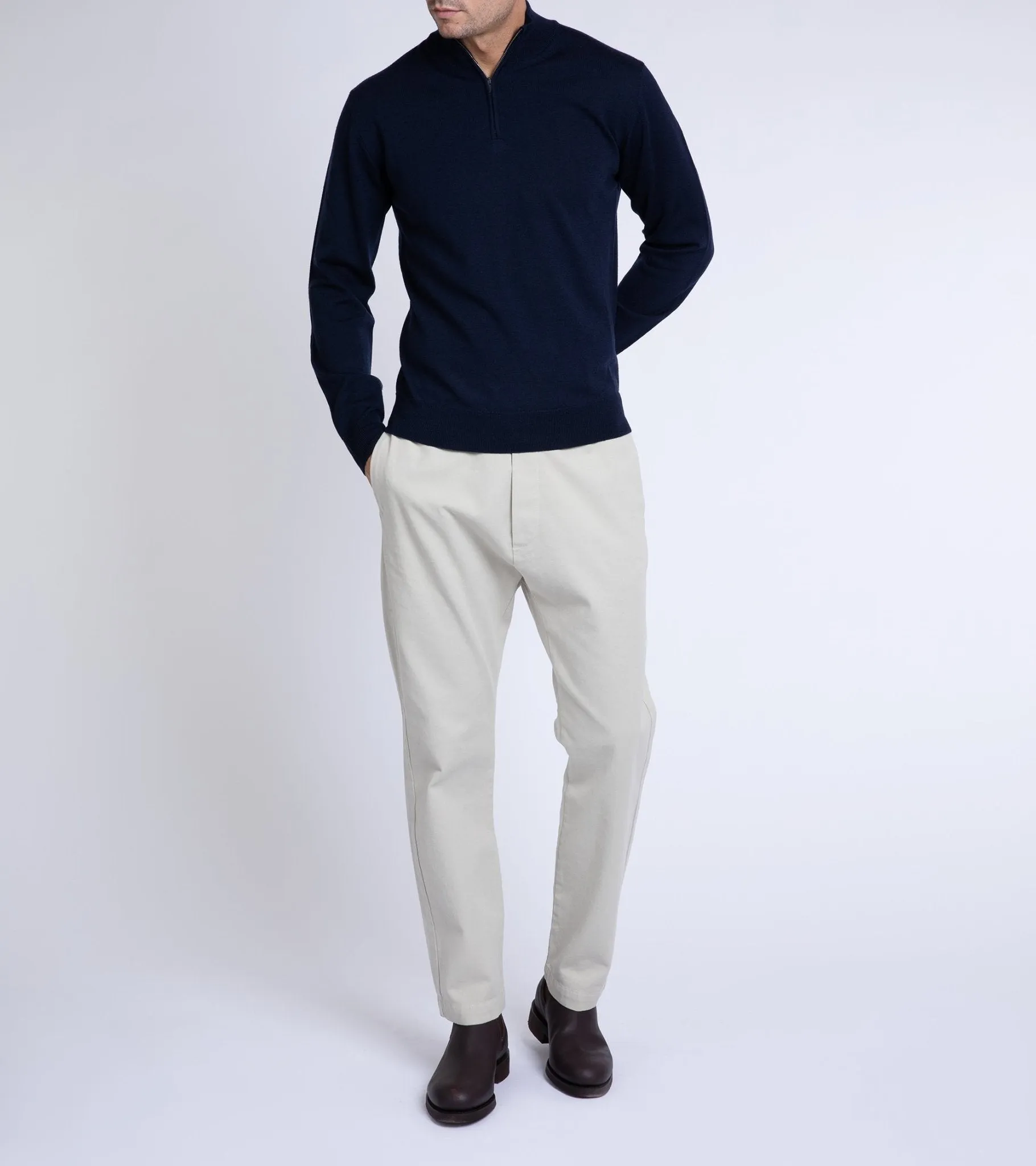 Trunk Trebeck Merino Half Zip Sweater: Navy