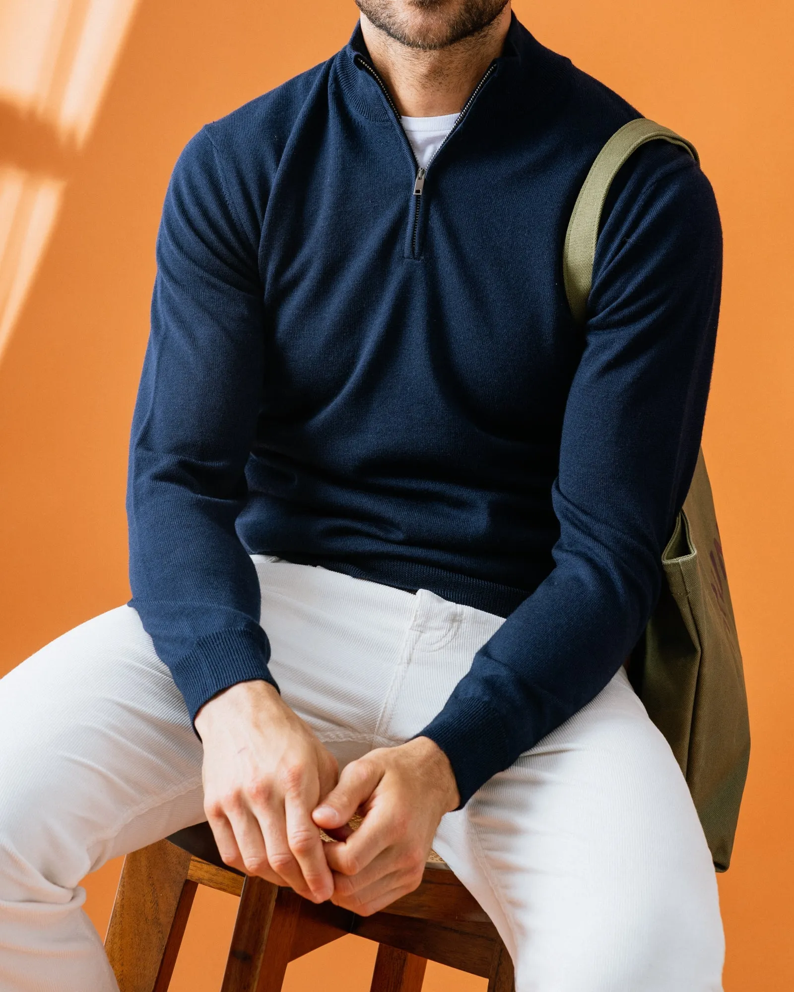 Trunk Trebeck Merino Half Zip Sweater: Navy