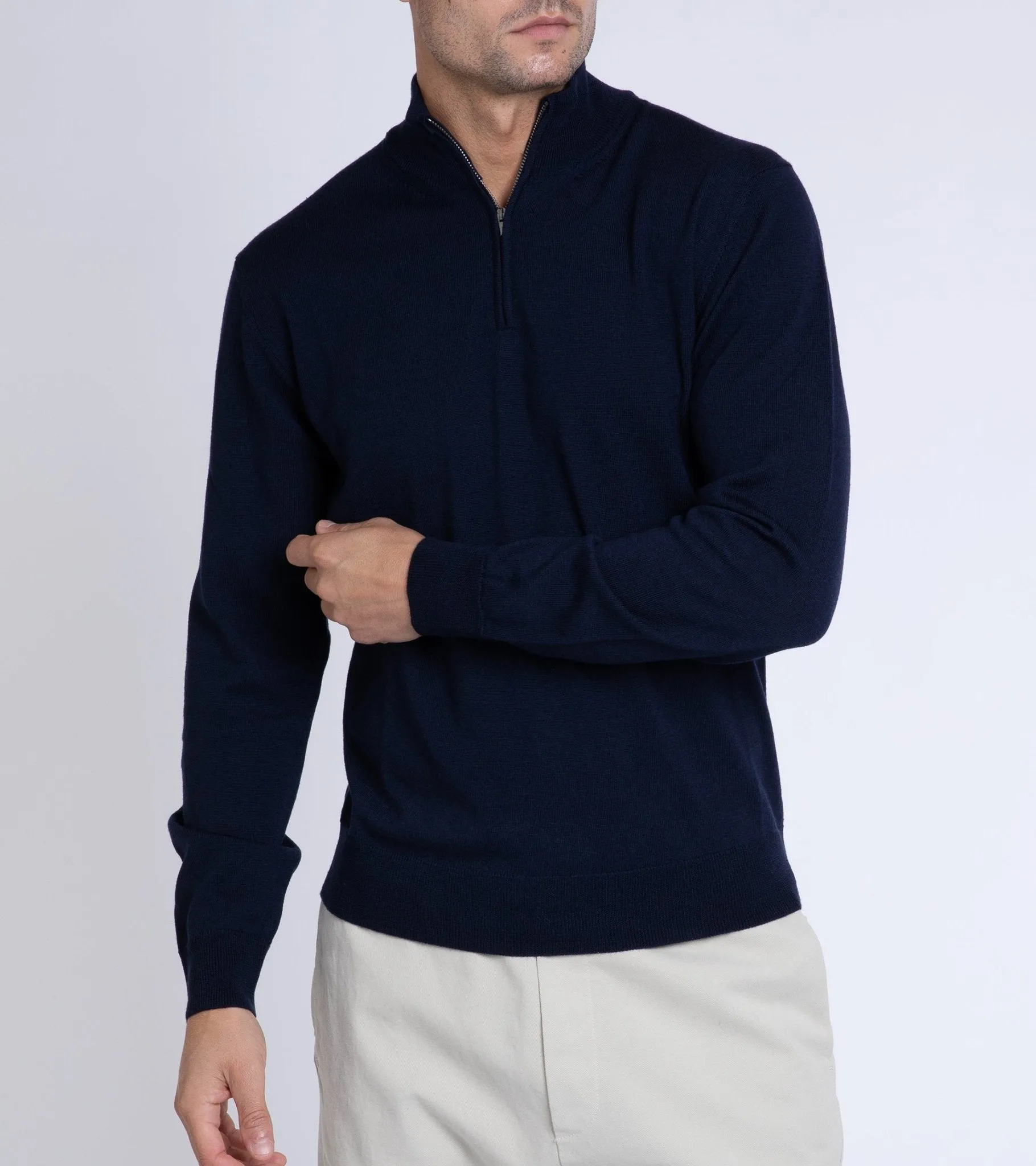 Trunk Trebeck Merino Half Zip Sweater: Navy