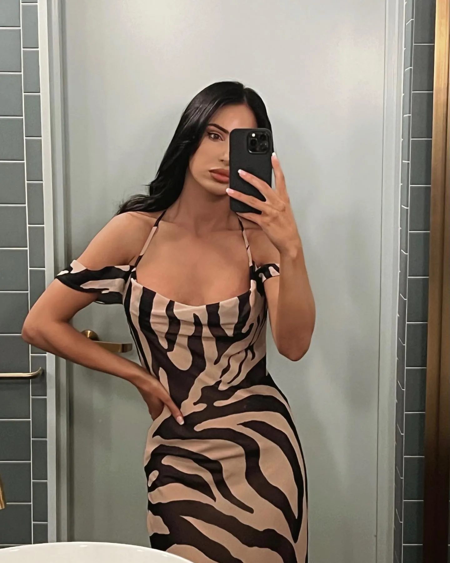 Vienna Bias Cut Gown - Zebra