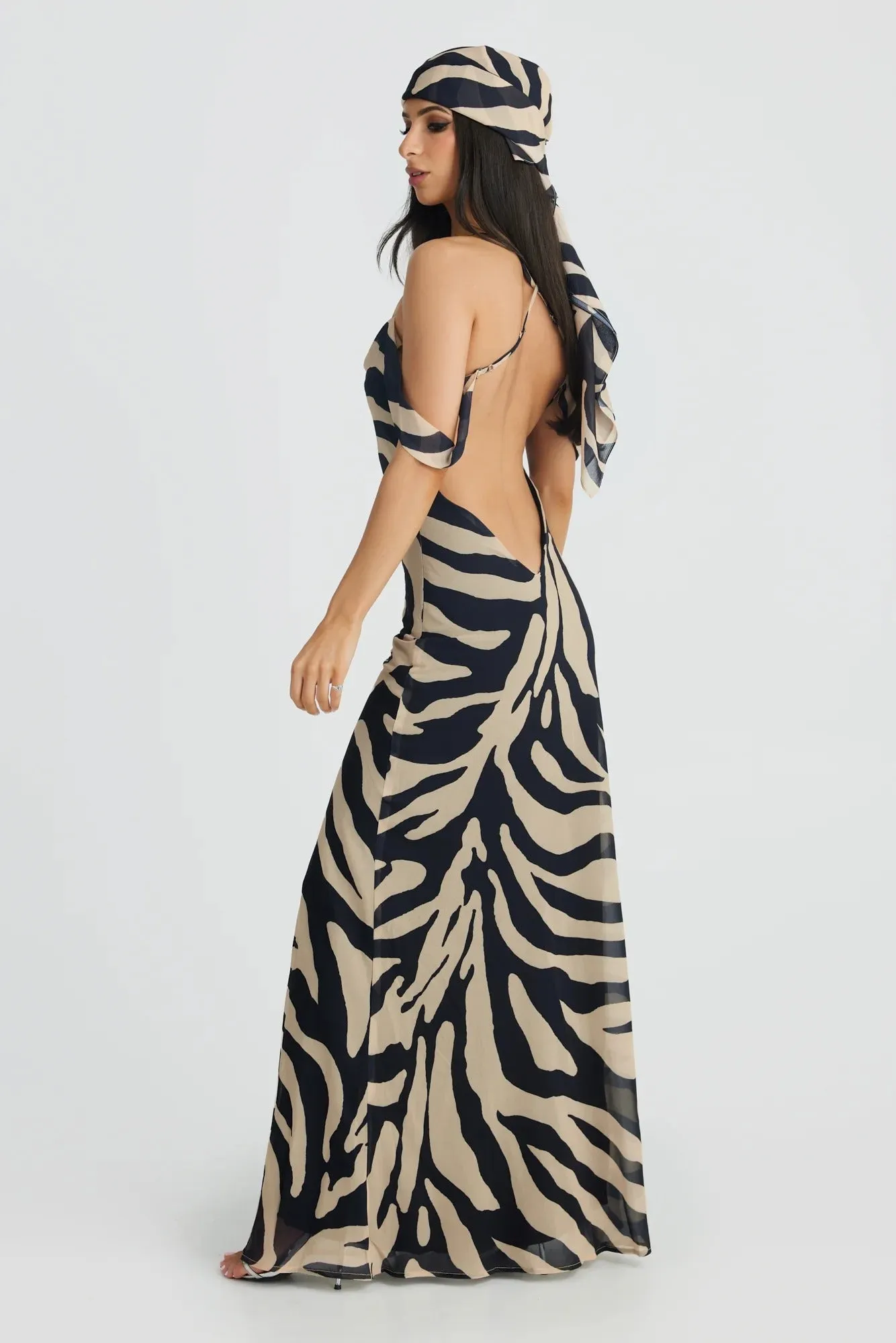 Vienna Bias Cut Gown - Zebra