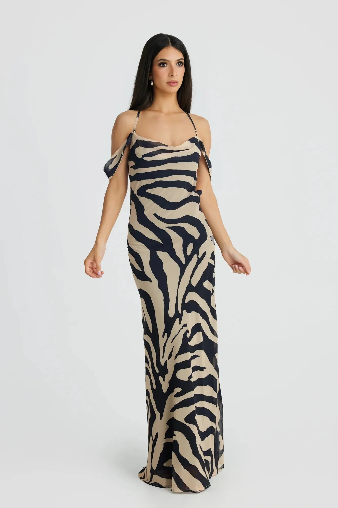 Vienna Bias Cut Gown - Zebra