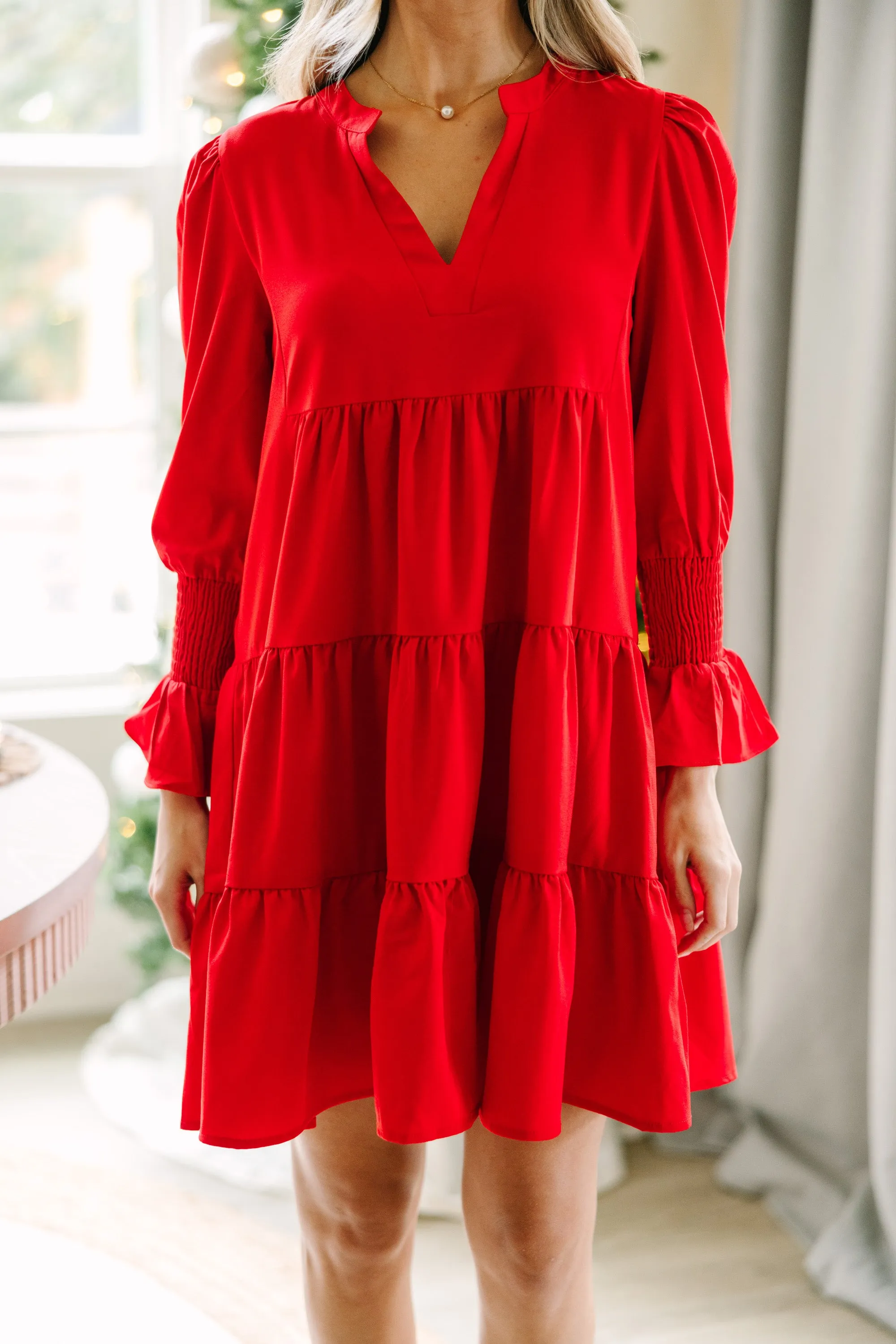 What A Surprise Red Ruffled Dress