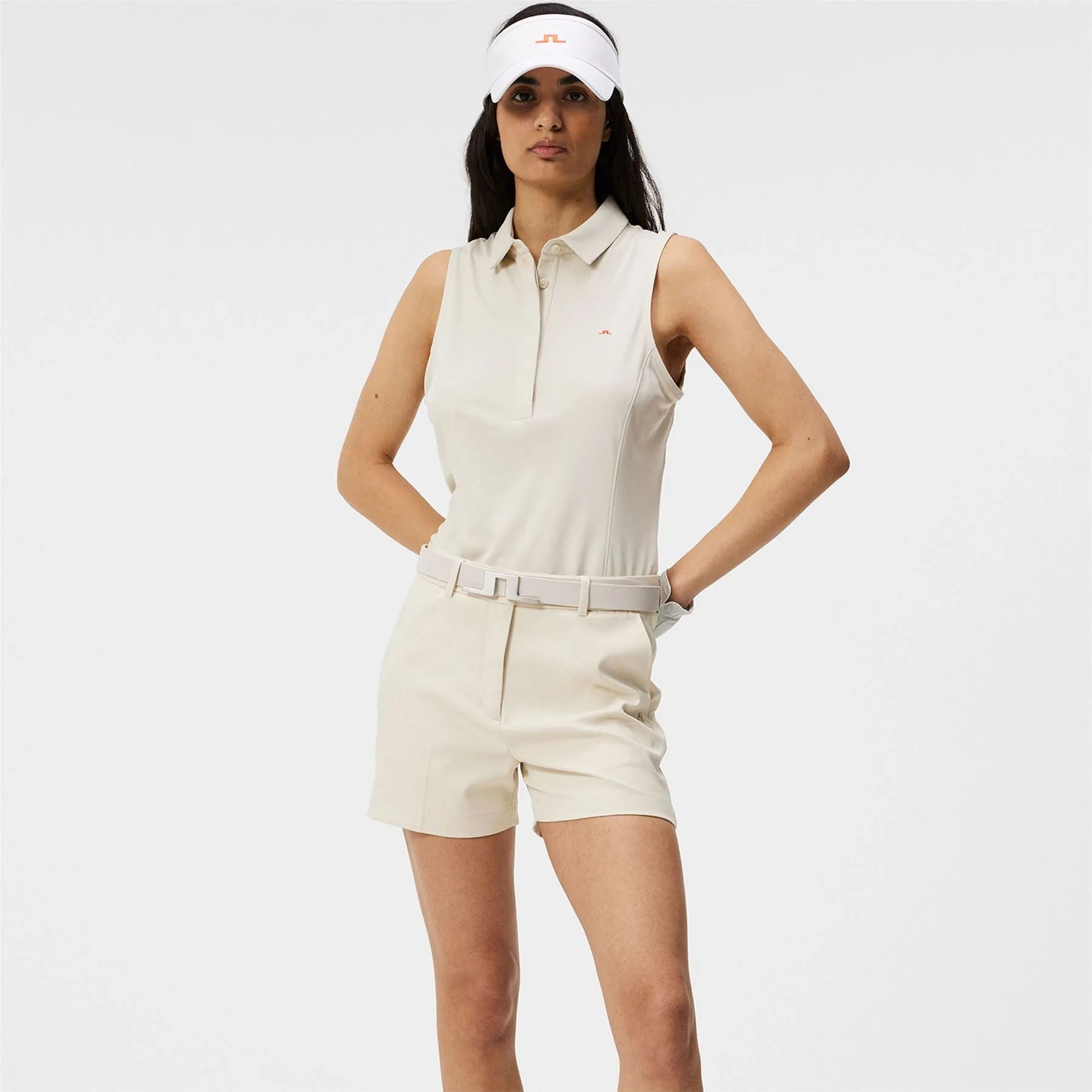 Womens Dena Sleeveless TX Jersey Polo Almond Milk Beige - SS24