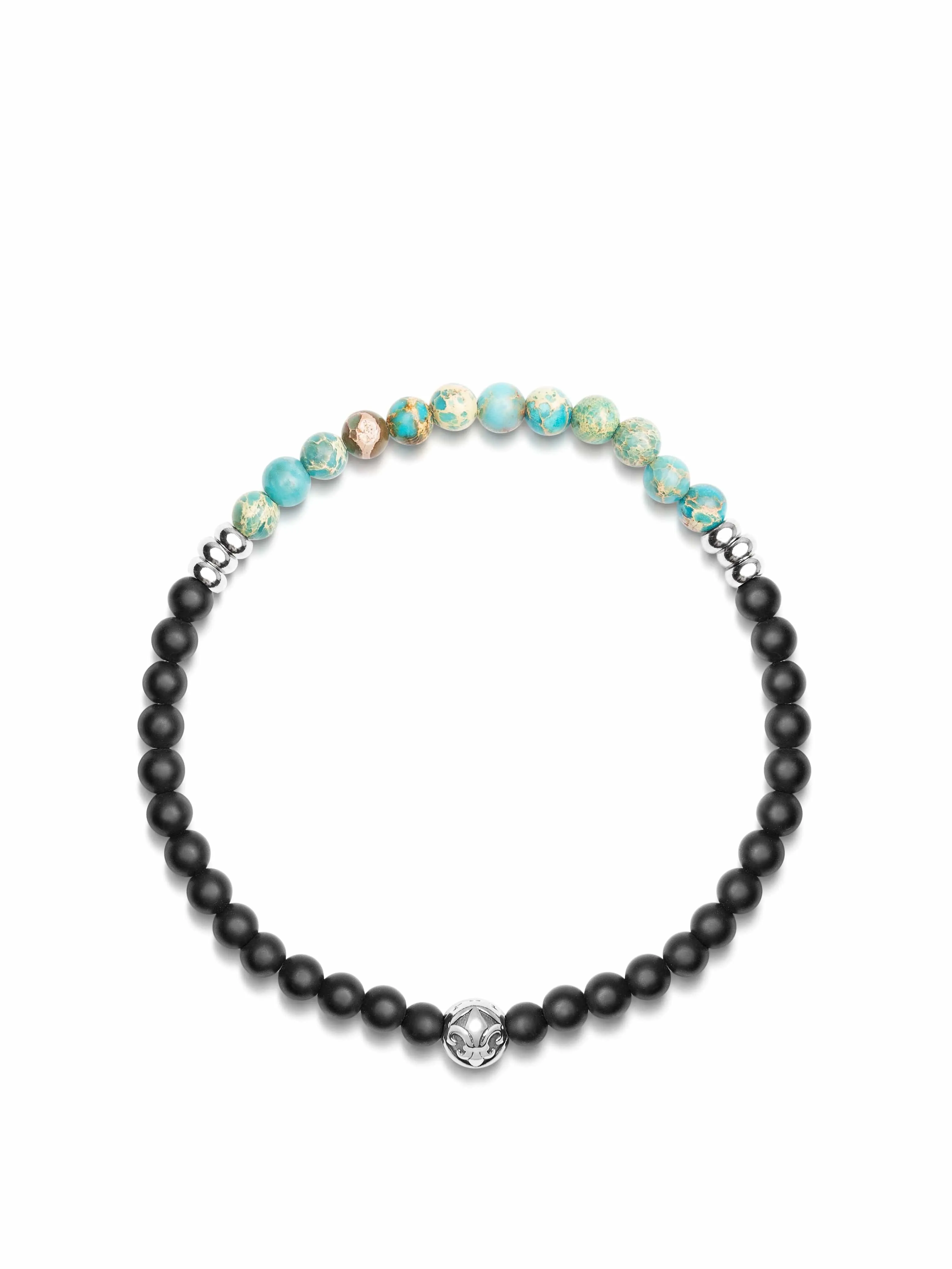 Wristband with Matte Onyx and Turquoise