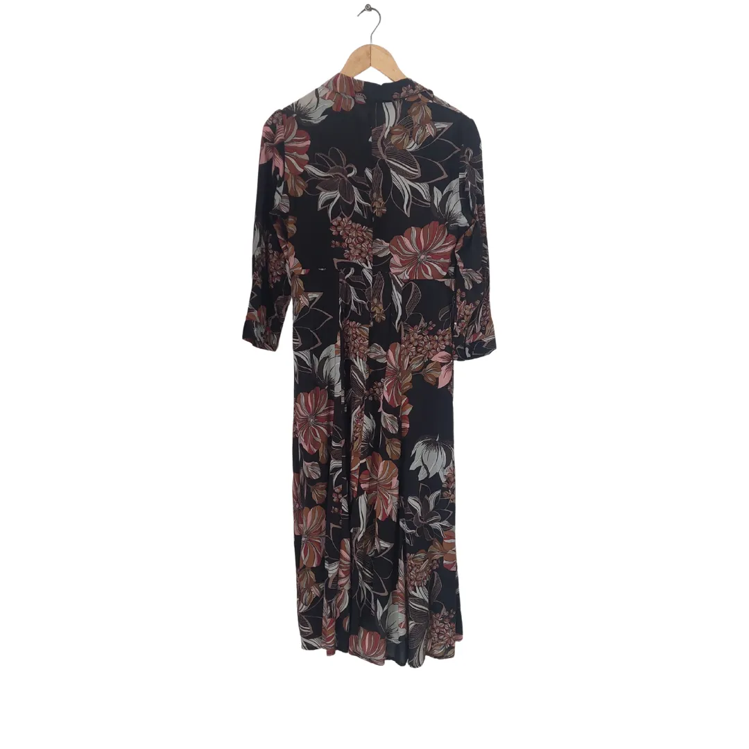 ZARA Black Floral Printed Collared Maxi Dress | Gently used |